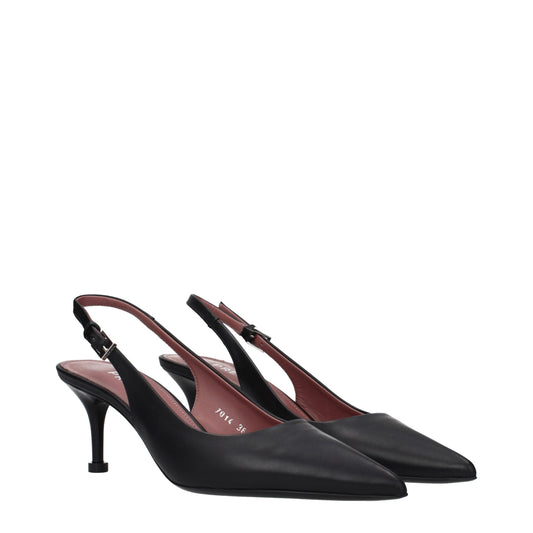 Black Leather Platform Pumps