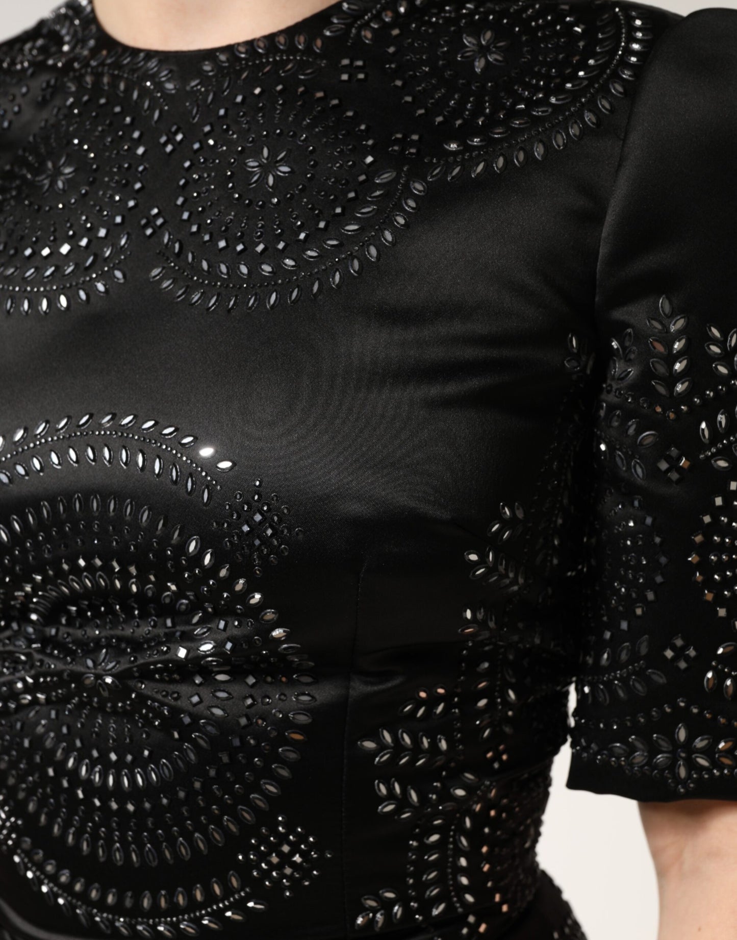 Black Embellished Short Sleeve Sheath Dress