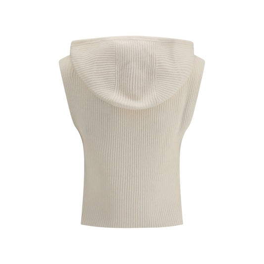 White Wool Sleeveles Sweater