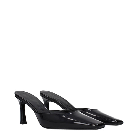 Black Leather Flat Sandals