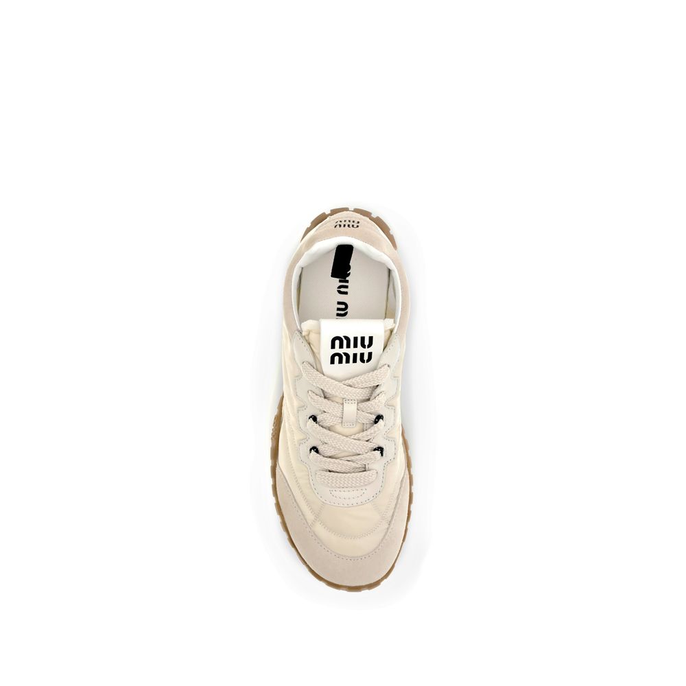 Cream Recycled Polyamide Athletic Sneakers