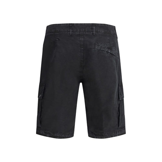 Black Cotton Bermuda Shorts