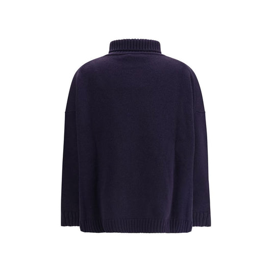 Blue Fleece Wool Turtleneck