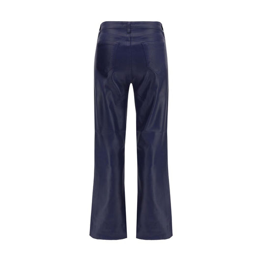 Blue Cotton Casual Pants