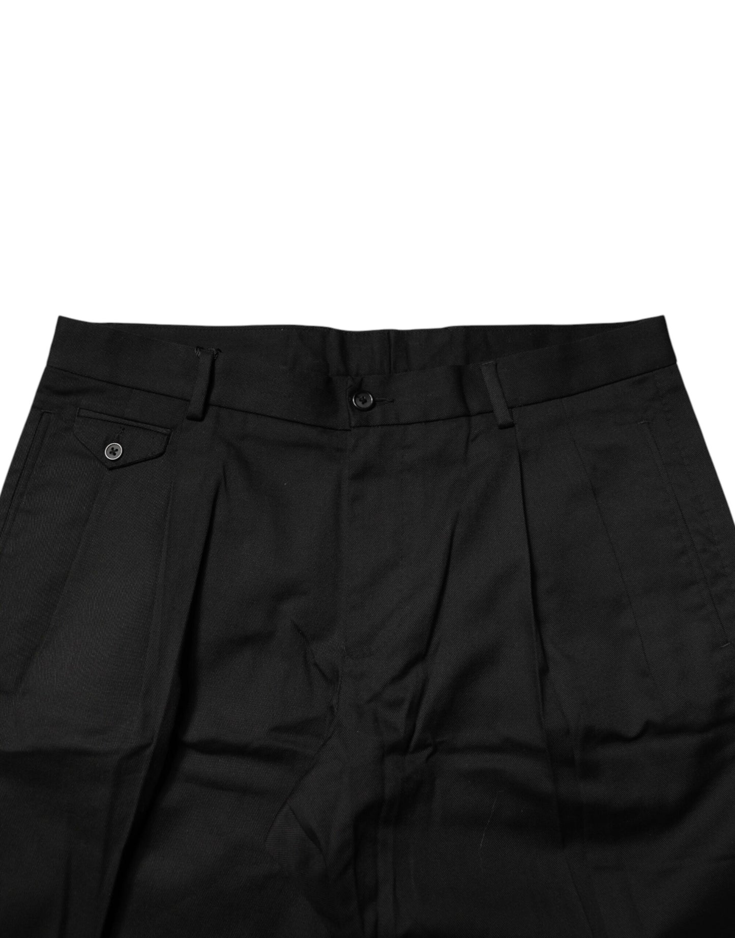 Black Cotton Stretch Mid Wasit Bermuda Shorts