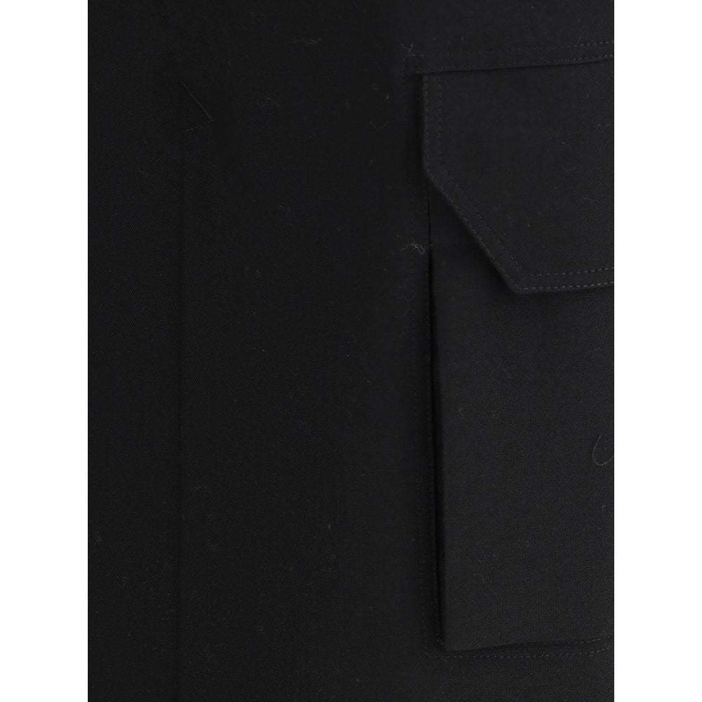 Black Fleece Wool Midi Skirt