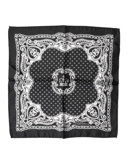 Black Bandana Print Square Handkerchief Scarf
