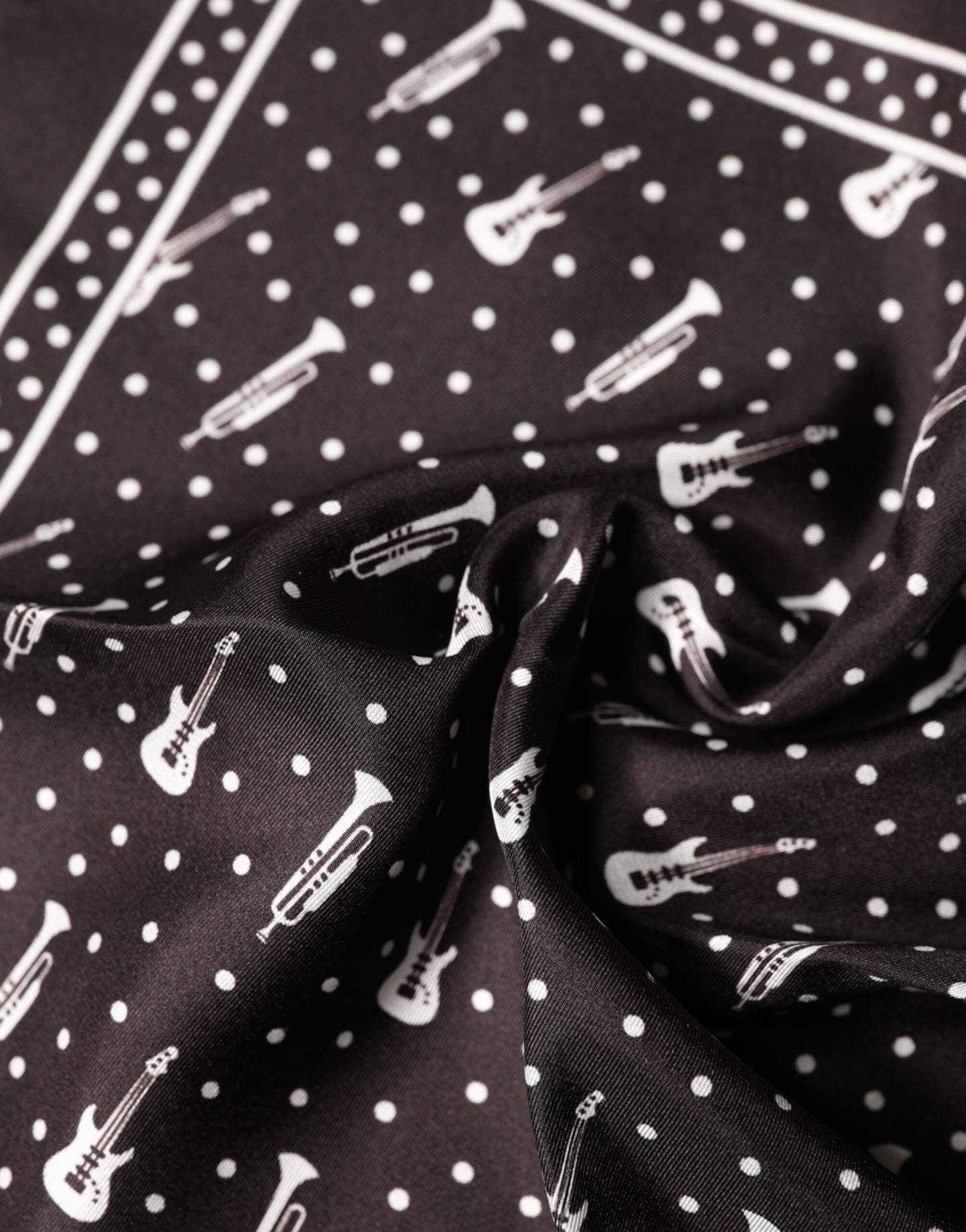 Black Guitar Trumpet Men Handkerchief Scarf