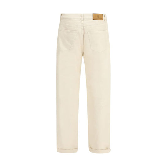 White Cotton Straight-Leg Jeans