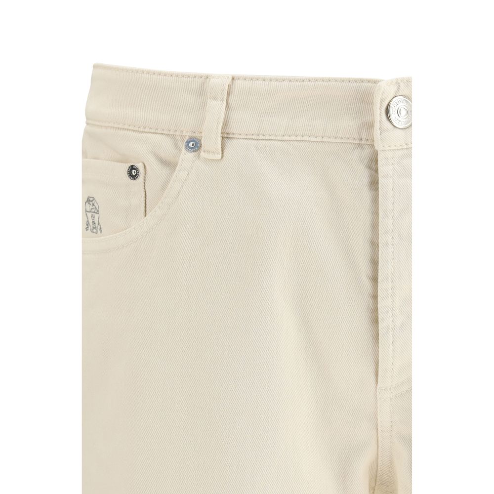 White Cotton Straight-Leg Jeans