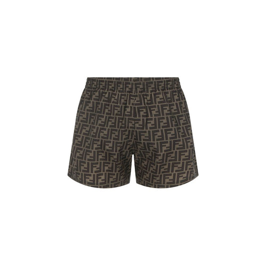 Brown Polyester Swim Shorts