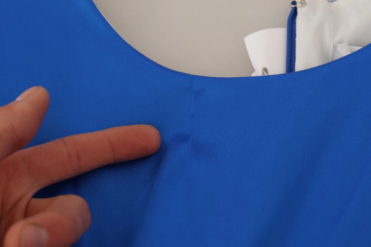 Acetate Royal Blue Roundneck Sleeveless Sheath Midi Dress