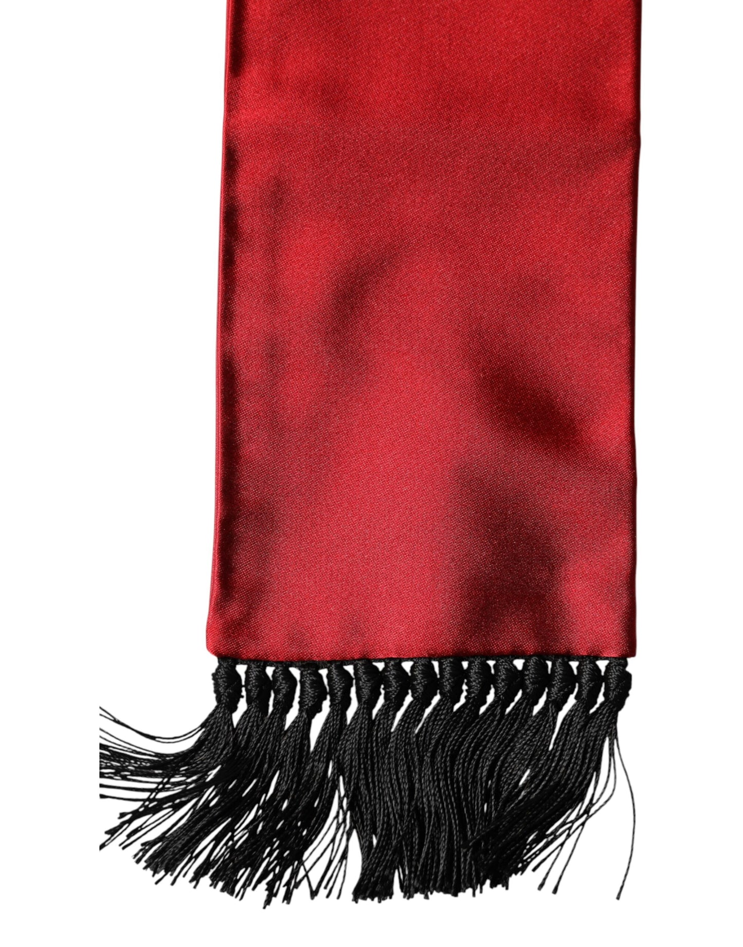 Red Silk Fringes Neck Wrap Foulard Scarf