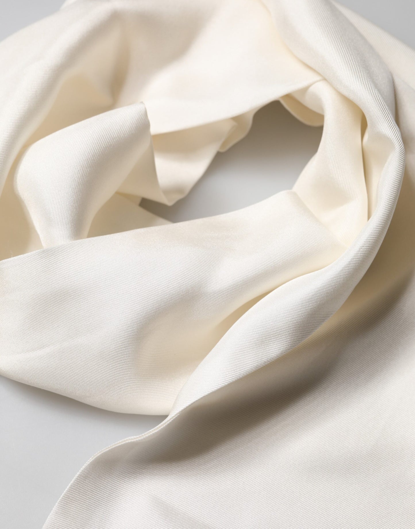 White Satin Silk Fringes Neck Foulard Scarf