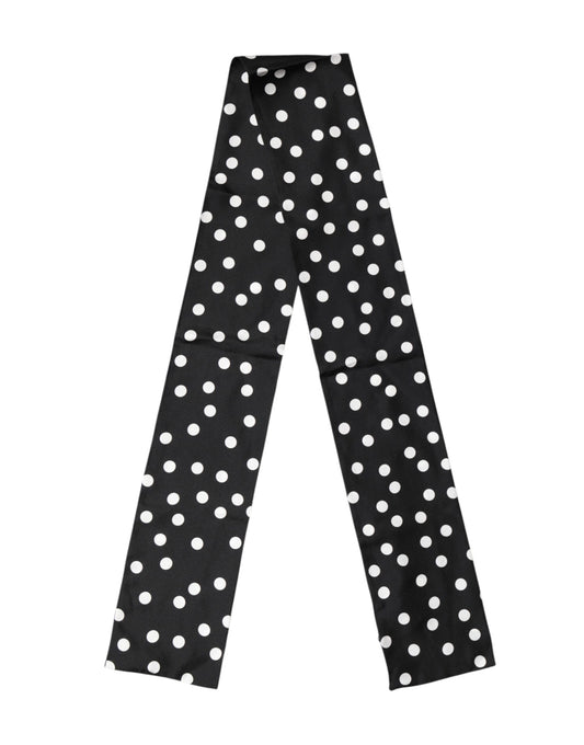 Scarf Black Polka Dot Silk Neck Wrap Foulard
