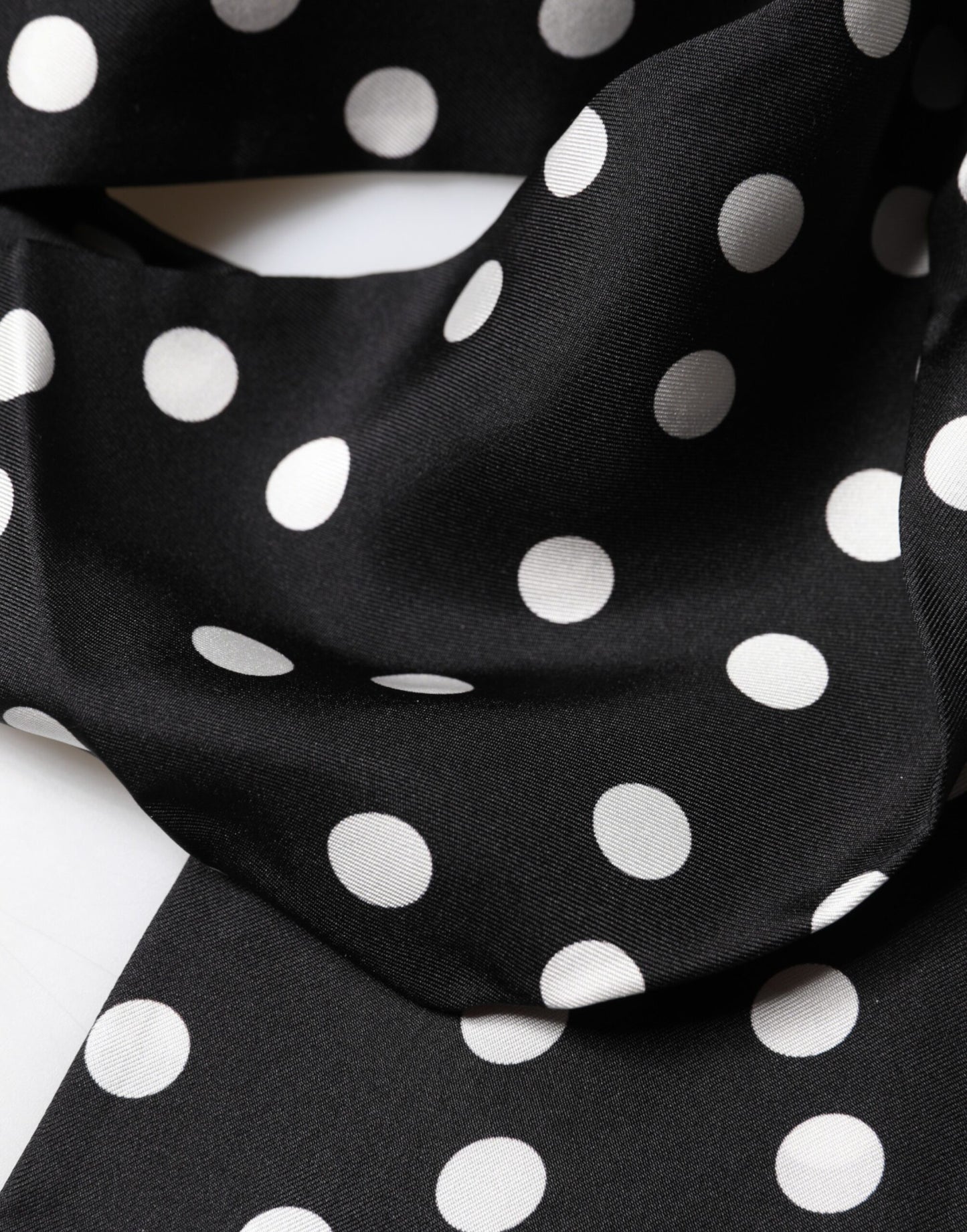 Scarf Black Polka Dot Silk Neck Wrap Foulard