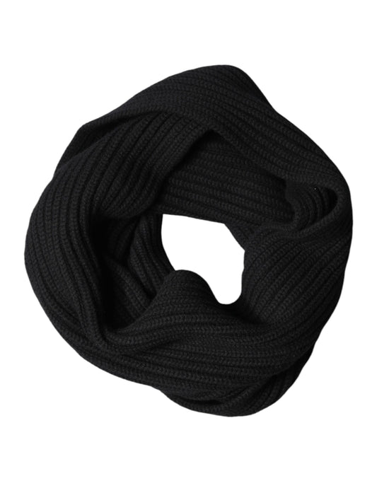 Black Cashmere Knit Neck Wrap Shawl 202cm x 26cm Scarf