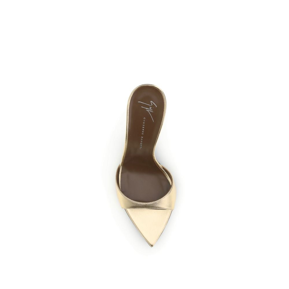 Gold Leather Stiletto Heel Sandals