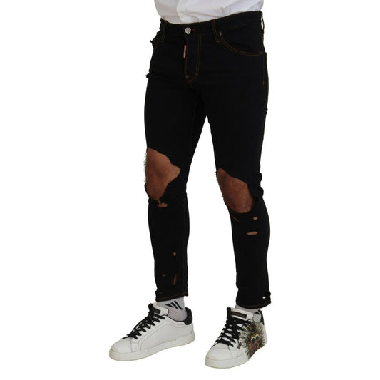 Black Cotton Skinny Pants