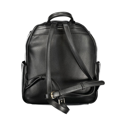 Black Polyurethane Women Backpack