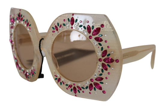 Elegant Beige Embellished Sunglasses