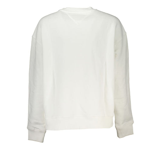 Elegant White Cotton Sweatshirt with Logo Embroidery