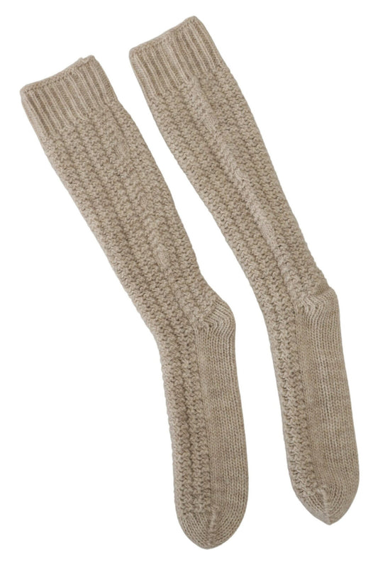 Chic Beige Wool Blend Over-the-Calf Socks