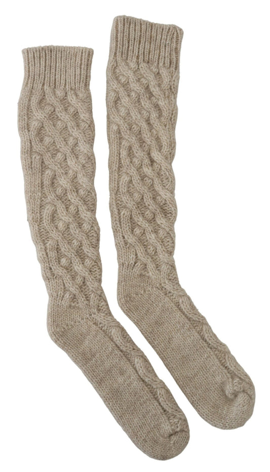 Beige Wool-Alpaca Blend Knit Socks