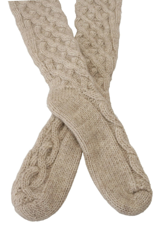 Beige Wool-Alpaca Blend Knit Socks