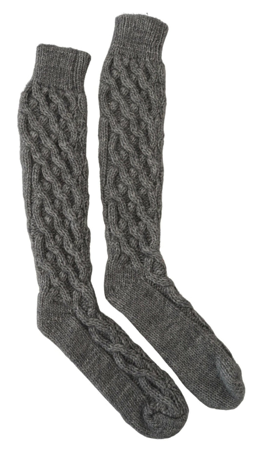 Chic Grey Wool Blend Calf Socks