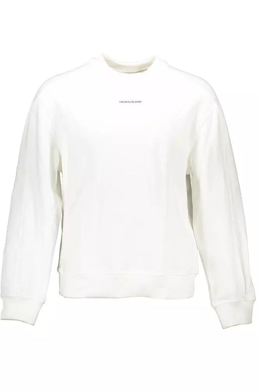 Sleek White Cotton Logo Sweatshirt