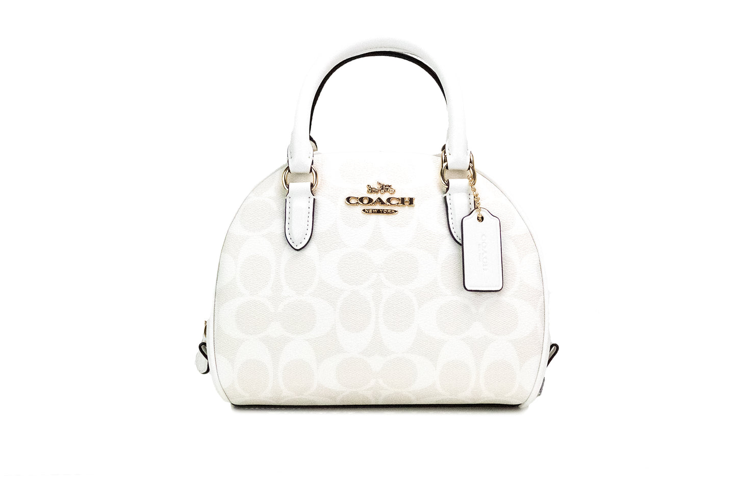 Sydney Small Chalk White Signature Coated Canvas Satchel Handbag