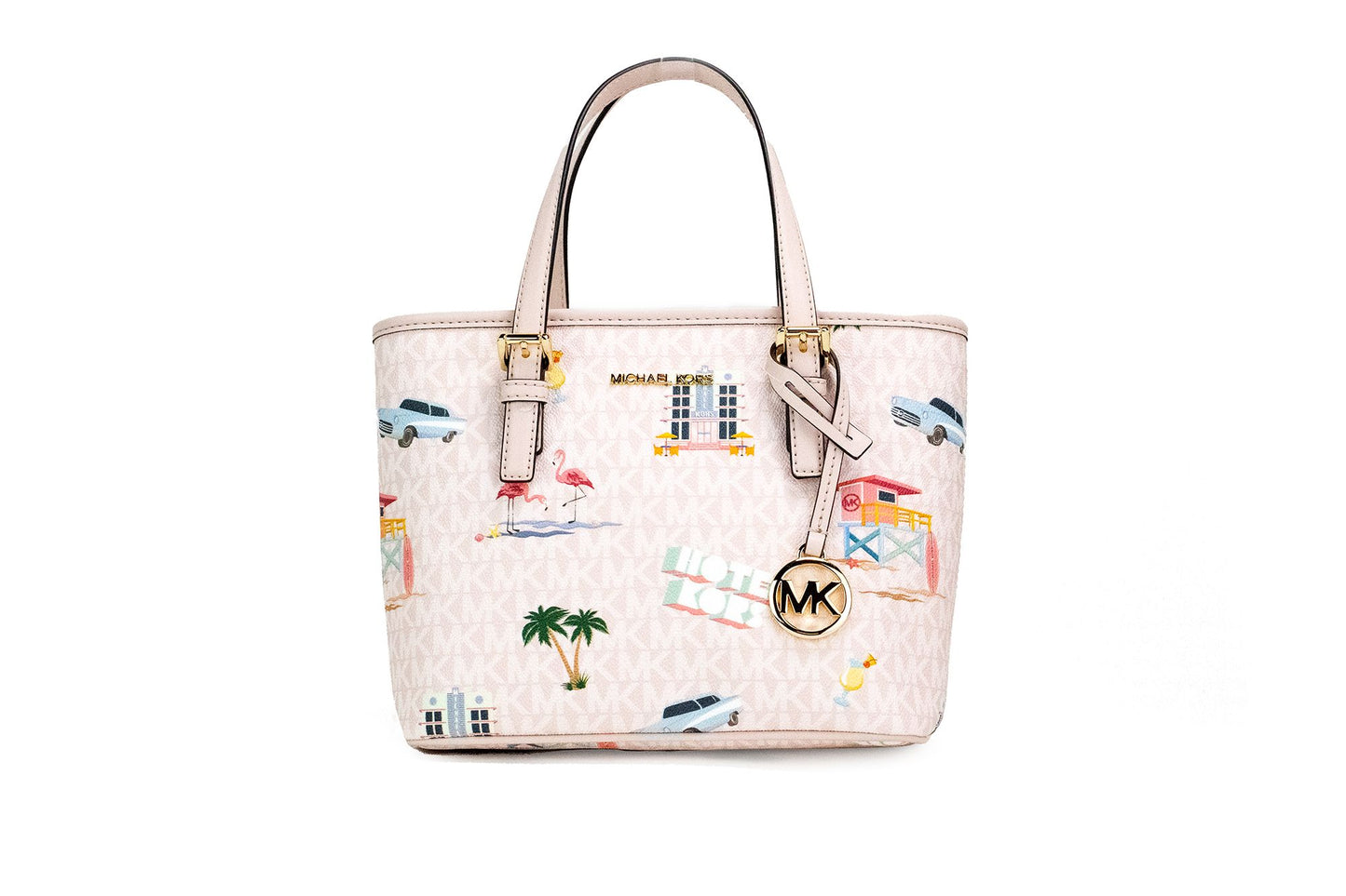 Jet Set Beach Powder Blush PVC XS Carryall Top Zip Tote Handbag