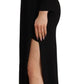 Black Long Sleeves Side Slit Floor Length Dress