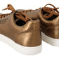 Gold Leather Mens Casual Sneakers