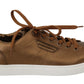 Gold Leather Mens Casual Sneakers