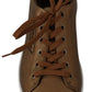 Gold Leather Mens Casual Sneakers