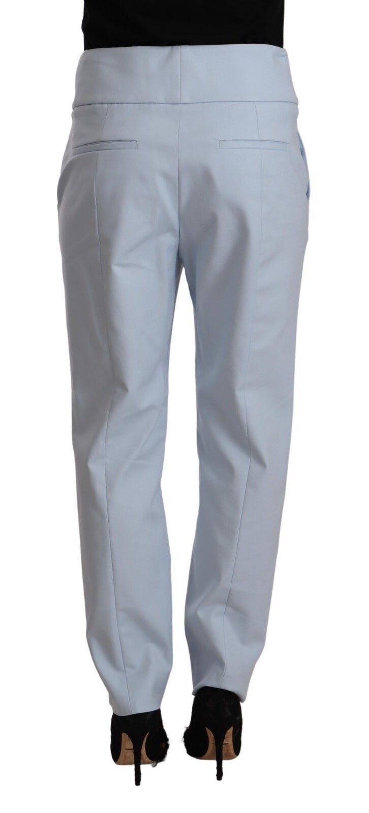 Light Blue High Waist Cotton Tapered Trouser Pants