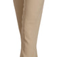 Beige Viscose High Waist Flared Dress Trouser Pants