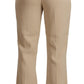 Beige Viscose High Waist Flared Dress Trouser Pants
