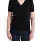 Black 100% Lana Wool Blouse Women T-shirt Top