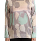 Multicolor Silk Long Sleeves Round Neck Top Blouse