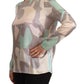Multicolor Silk Long Sleeves Round Neck Top Blouse