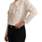 Beige Logo Long Sleeve Cropped Pullover Sweater