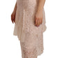 Sheath Tiered Beige Viscose Sleeveless Midi Dress