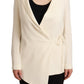 Wrap Off White Long Sleeves Viscose Blazer Jacket