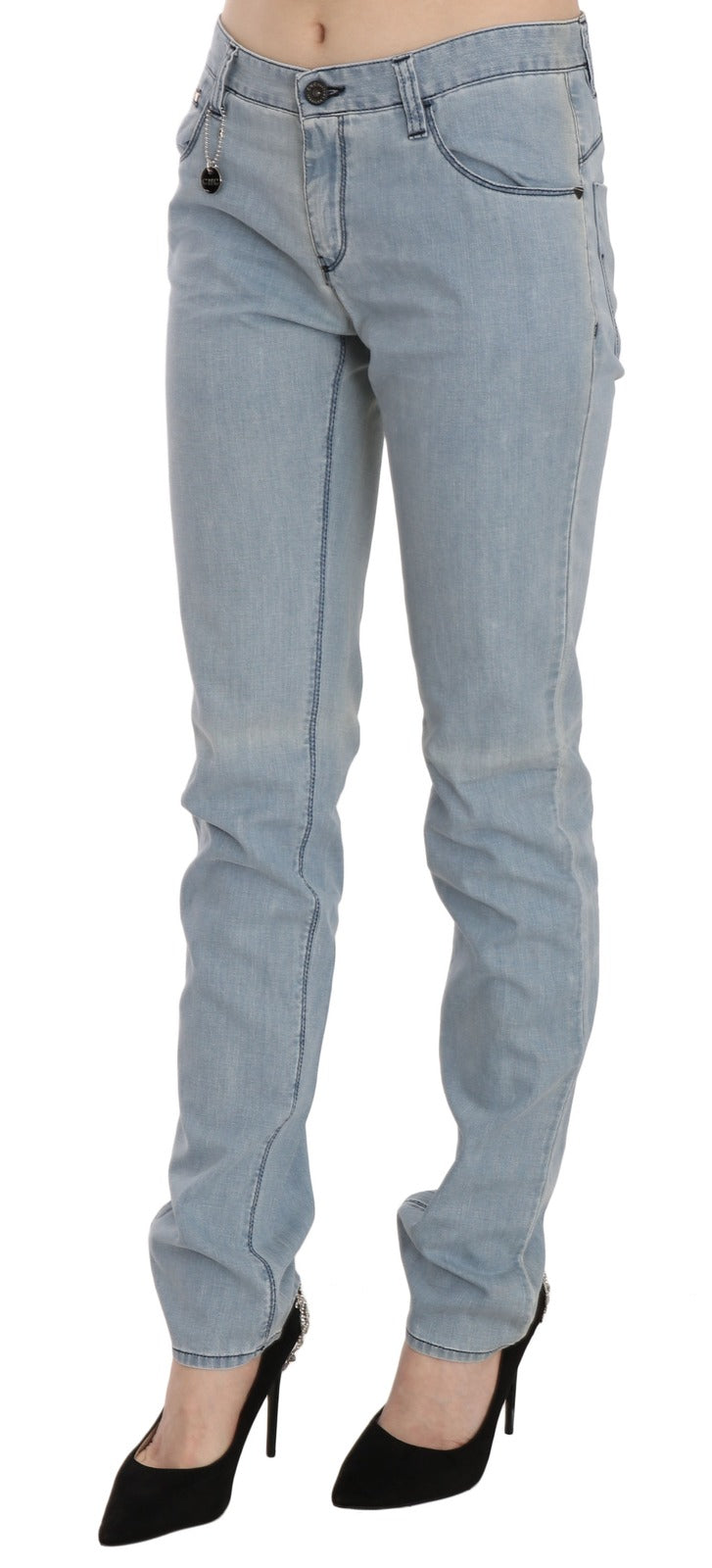 Light Blue Mid Waist Skinny Denim Jeans