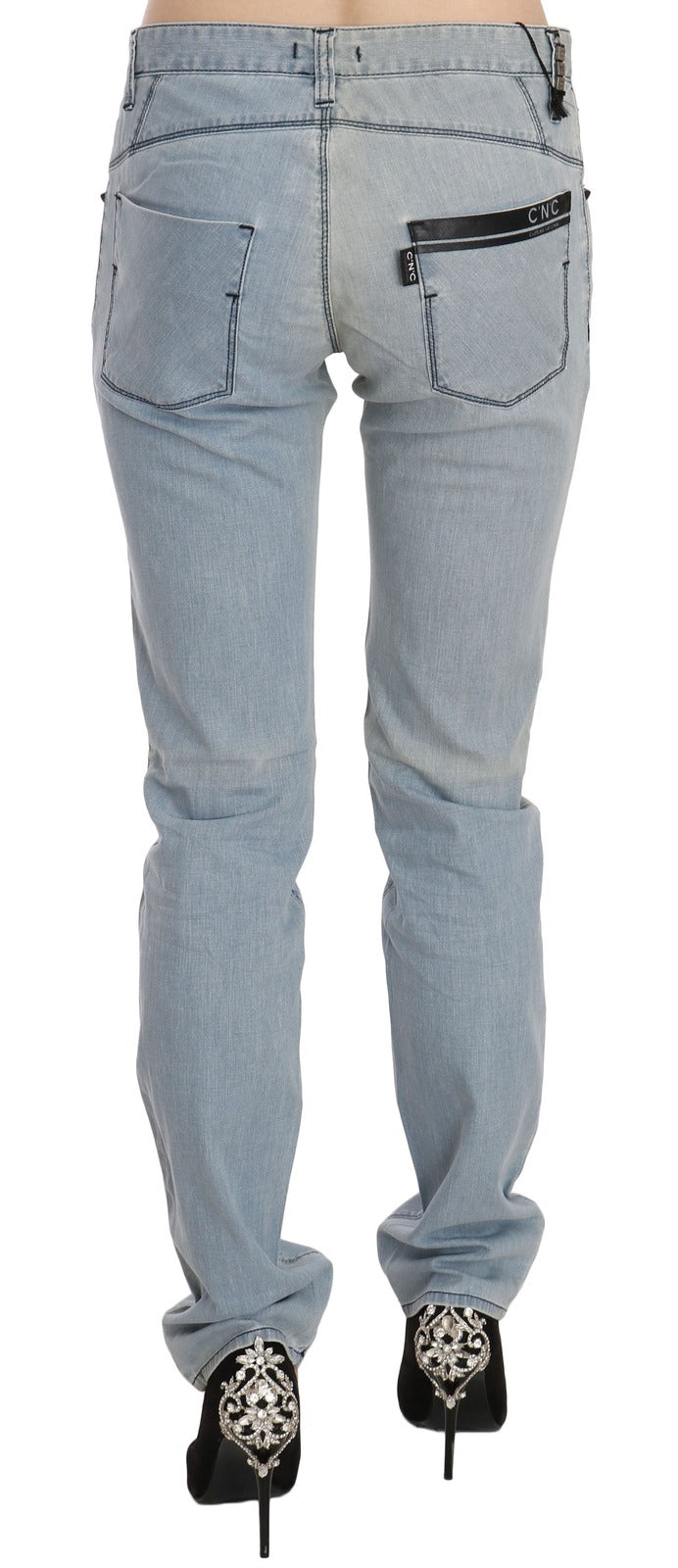 Light Blue Mid Waist Skinny Denim Jeans