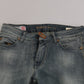 Blue Washed Low Waist Slim Fit Skinny Denim Casual Jeans