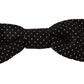 Black Polka Dots Silk Adjustable Neck Papillon Men Bow Tie